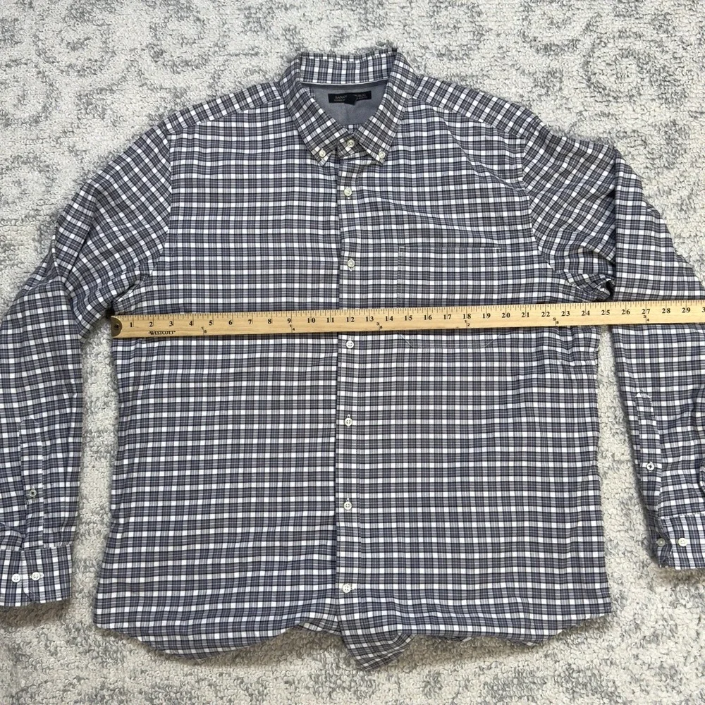 Banana Republic Oxford Shirt Tailored Fit Long Sleeve Plaid‎ Shirt Size XXL